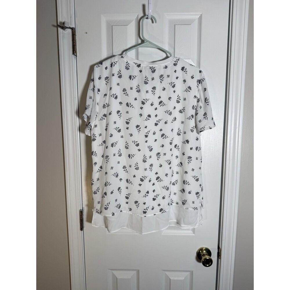 Hilary Radley Floral Layered Top Cottagecore Romantic White Black Women’s M - Picture 4 of 7